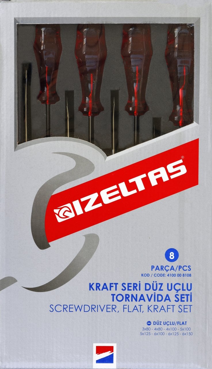 İZELTAŞ 4100 Kraft Tornavida Seti 8 Parca
