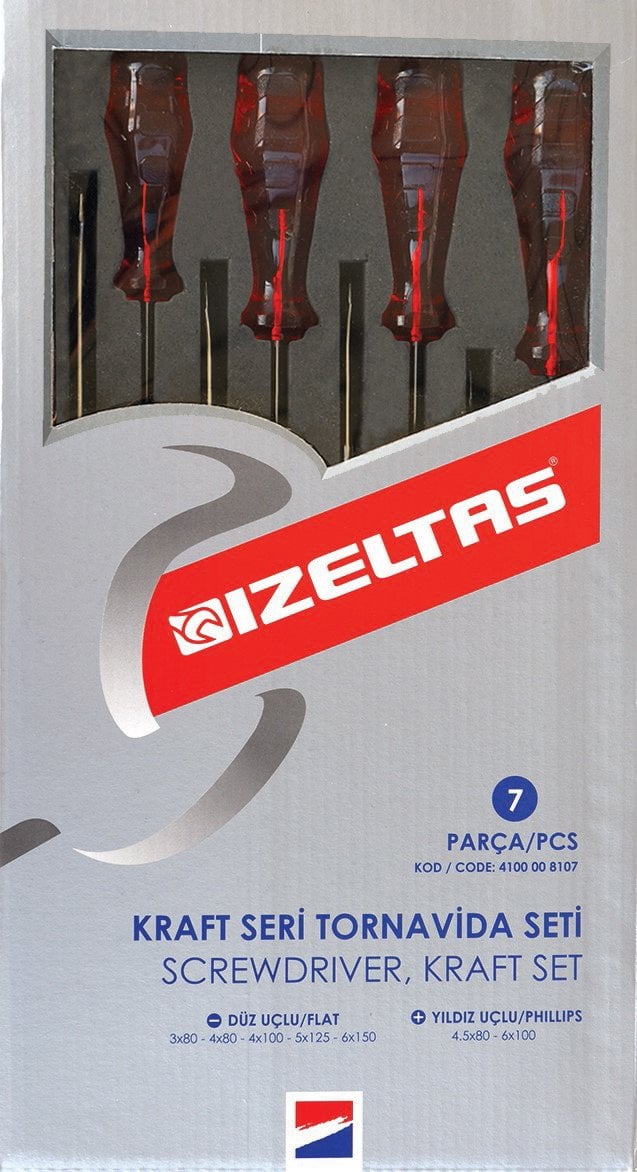 İZELTAŞ 4100 Kraft Tornavida Seti 7 Parca