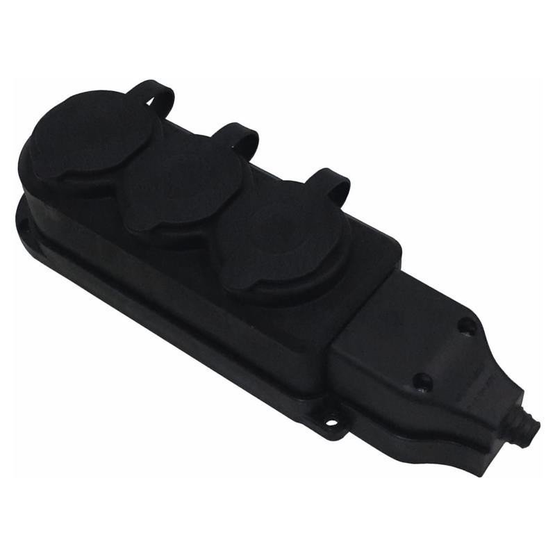 3 Lu Kauçuk Grup Priz Siyah