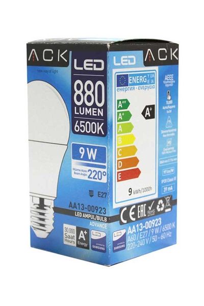 ACK 9W LED Ampul 800 Lümen Beyaz Işık